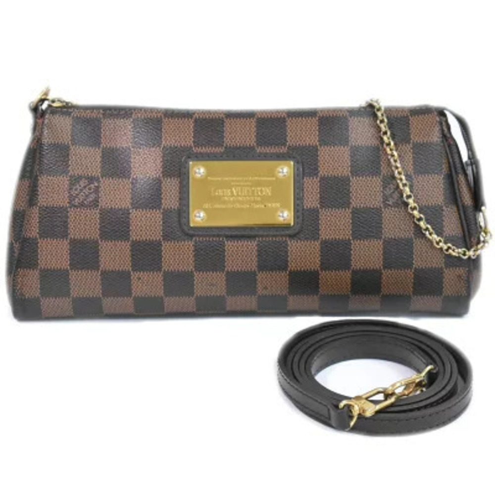 Louis Vuitton LV Eva Damier Pouch 2Way Shoulder Bag Canvas Leather Ebene Brown